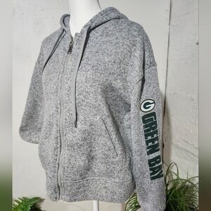 WEAR by Erin Andrews Green Bay Packers Zip Up Hoodie - Women Large Heather Gray